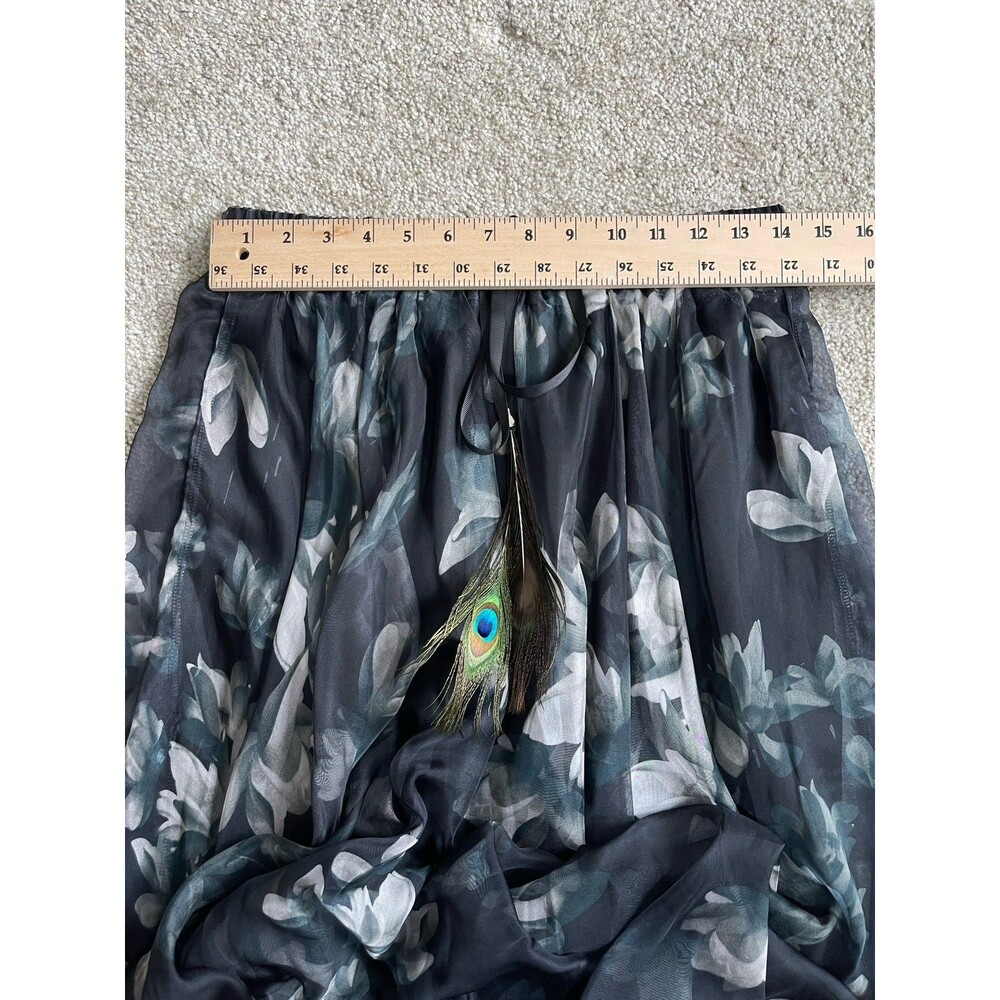 Afibi Gray Floral Maxi Skirt M Sheer Festival Ethereal Boho Goth Witchy Cottage - Picture 12 of 12